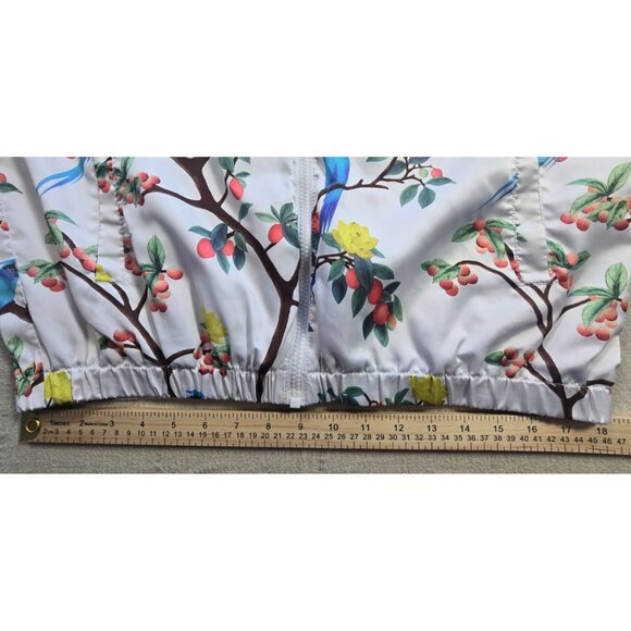 Forever 21 Men’s Windbreaker Jacket Med Multi White Birds of Paradise Print - Picture 6 of 15